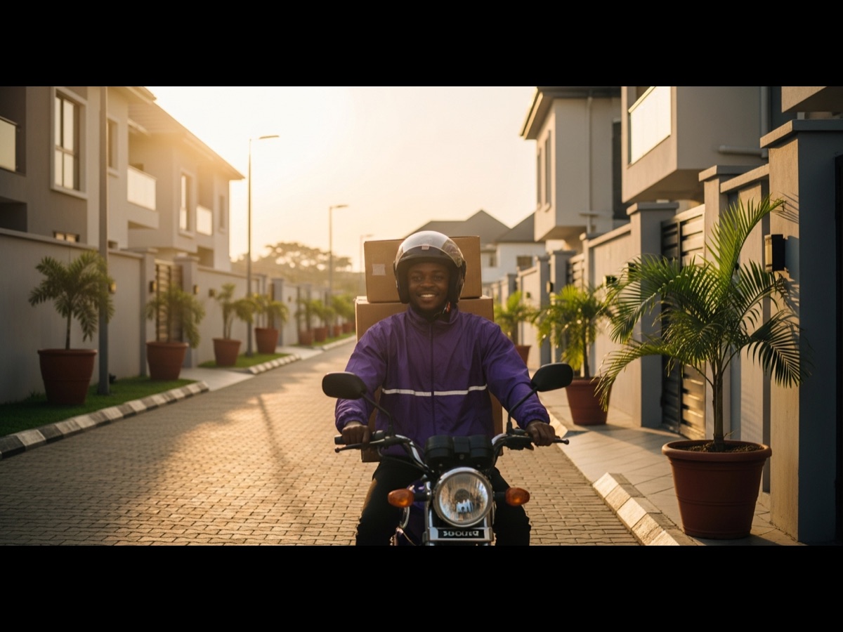 An Urua runner heading out to deliver an errand between estates